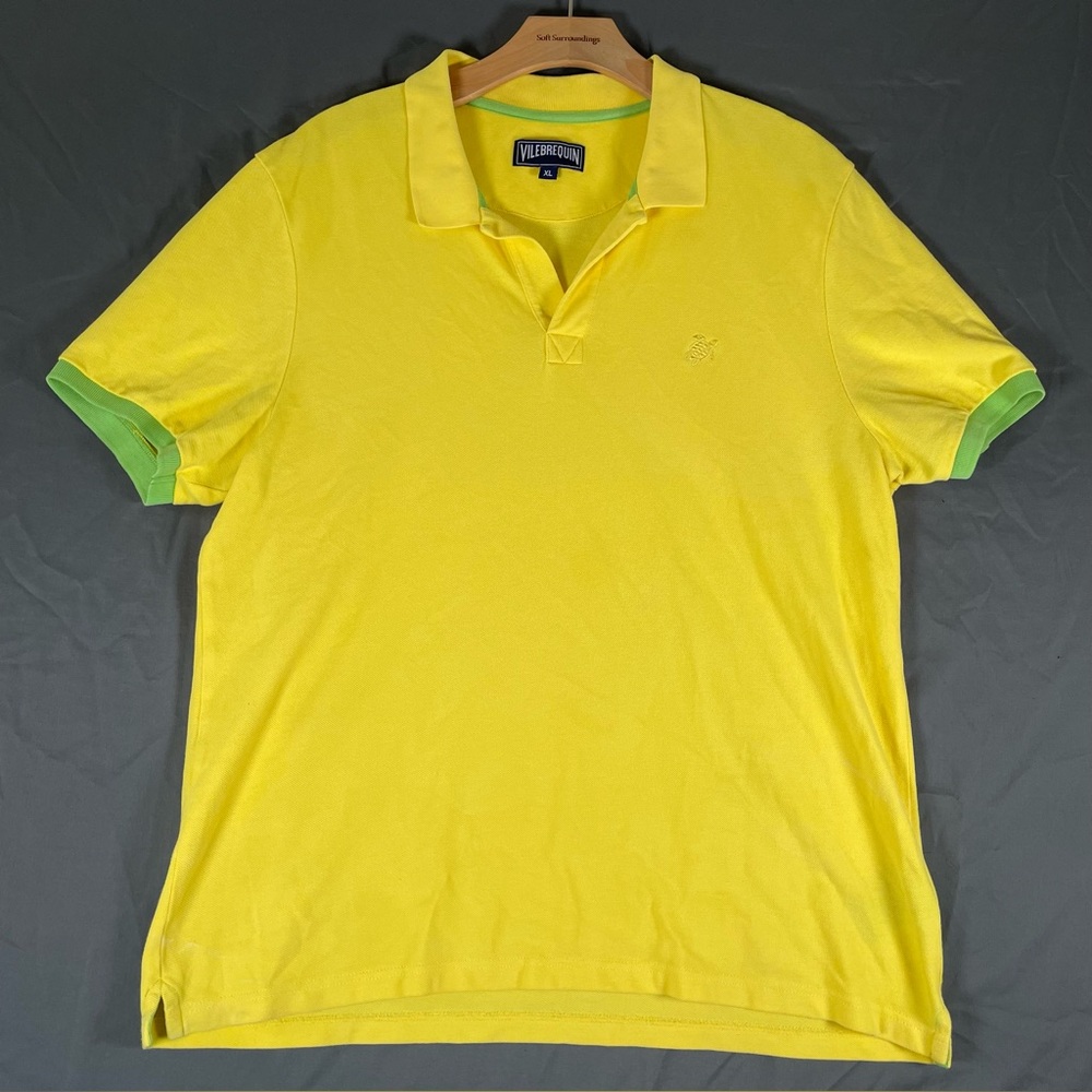 Vilebrequin Bright Yellow Polo with Green Trim
